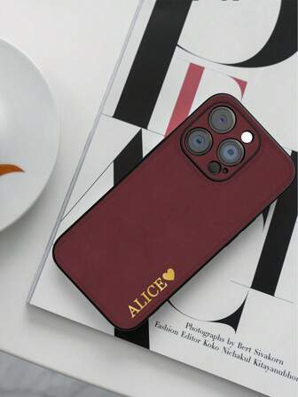 애플 맞춤 휴대폰 케이스, 압인 PU 가죽, 낙하 방지, 긁힘 방지, 지문 방지, TPU 엣지-투-엣지 소프트 커버, 버건디 컬러, iPhone 15/14 Plus/13 Pro/12 Pro Max/11/7P/7G/XR 호환, 결혼식, 크리스마스, 겨울, 프롬, 가을, 어버이날, 아버지날을 위한 개인화된 선물로 이상적인 선택 휴대폰 케이스, 휴대폰 커버, 휴대폰 액세서리 버건디