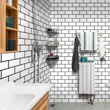 1Roll White Brick Wallpaper White Trellis Tile Peel And Stick Wallpaper Self Adhesive On Kitchen Backsplash Waterproof Oil-Proof No Sticky Residue After Removing And Easy To Clean Just Need A Damp Cloth To Easily Wipe Off Stains Removable Wall Covering 15.7*196.8/118.1/39.3"