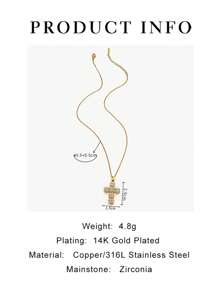 1pc New Luxury Delicate Size 10 Full Rhinestone Sparkling 14K Gold Waterproof Fashionable Versatile Women's Necklace - Necklace - View 7