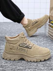 Men's Spring High Top Waterproof Anti-Slip Boots, Cargo Outdoor Hiking Thick Sole Booties