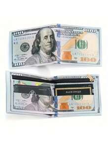 1 Peça Carteira Dobrada em Couro PU com Padrão de Nota de $100 Fashionable, com Múltiplos Compartimentos para Cartões, Ótima para Uso Diário de Homens e Presente, Grande Capacidade, Compartimentos Multi-Cartão, Estilo de Negócios Casual, Presente de Aniversário, Presente de Formatura, Presente do Dia do Pai