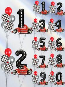 Set de 8 globos grandes con números del 0 al 9 de 40 pulgadas, globos de aluminio con número y diseño de coche, adecuado para decoración de fiesta de cumpleaños