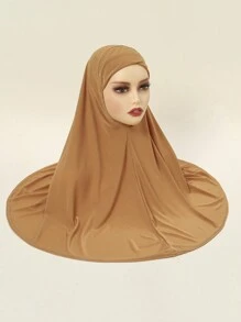 1 件女士纯色即时头巾，祈祷休闲头巾，实用头巾，即时长款 Khimar 头巾，适合全年日常使用头带 Abaya 配饰休闲帽女士面纱