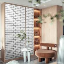 1Roll White Brick Wallpaper White Trellis Tile Peel And Stick Wallpaper Self Adhesive On Kitchen Backsplash Waterproof Oil-Proof No Sticky Residue After Removing And Easy To Clean Just Need A Damp Cloth To Easily Wipe Off Stains Removable Wall Covering 15.7*196.8/118.1/39.3"