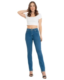 Jeans SCANDIA para Dama corte Pomp Push Up Recto Modelo 2712 - Azul lavado medio - Ver 3