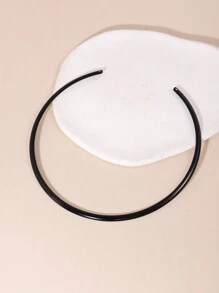 1pc European Style Simple Copper Tube Metallic Choker Necklace For Women - Black - View 12