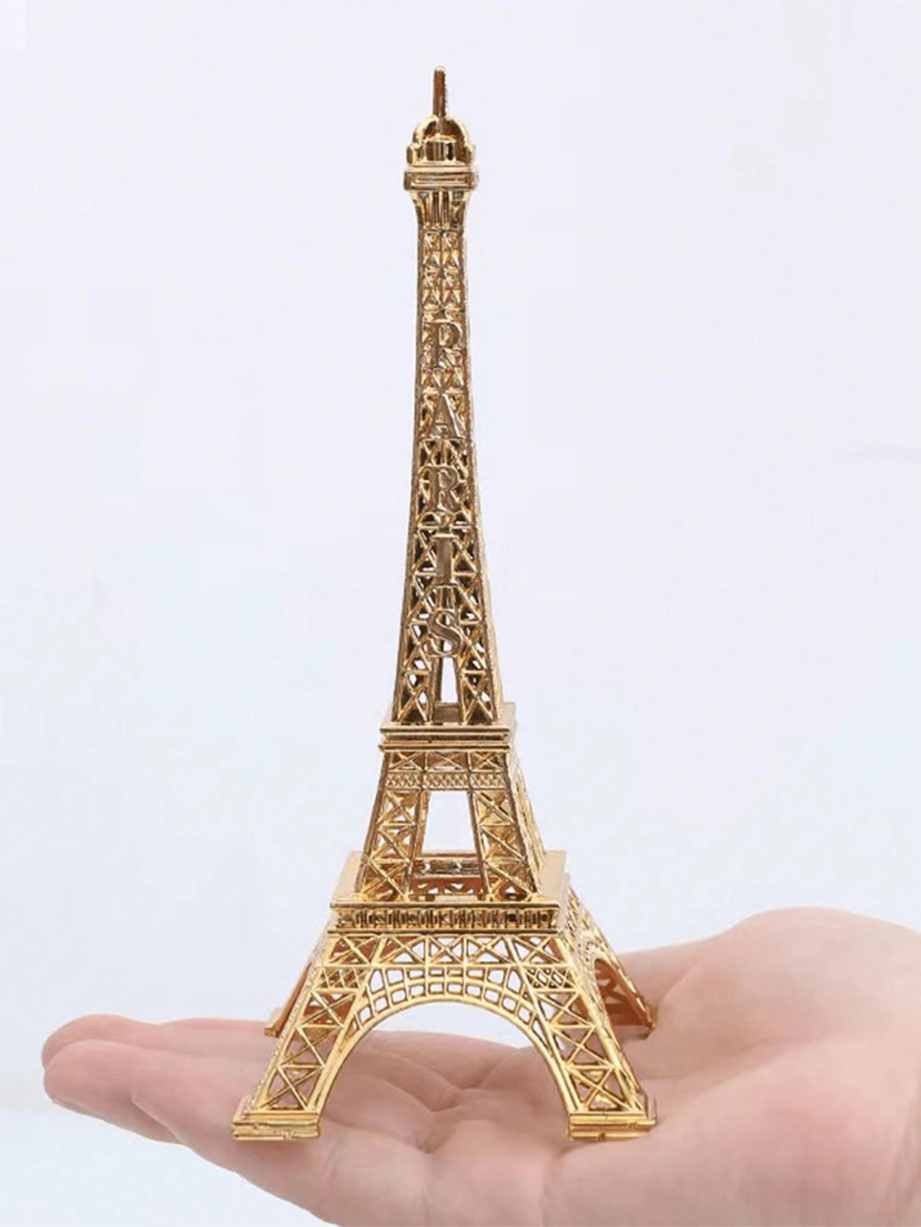 1pc Tower Shaped Decoration Craft, Minimalist Hollow Out Iron Tower Design Decorative Object For Desk Best Gifts Birthday Graduation - Gold - View 1