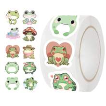 500 piezas Pegatina de enrollado de rana, pegatina de hornear, pegatina creativa de texto lindo, pegatina de taza de postre y té con leche, etiqueta para comida para llevar, pegatina de sellado - Multicolor - Ver 10