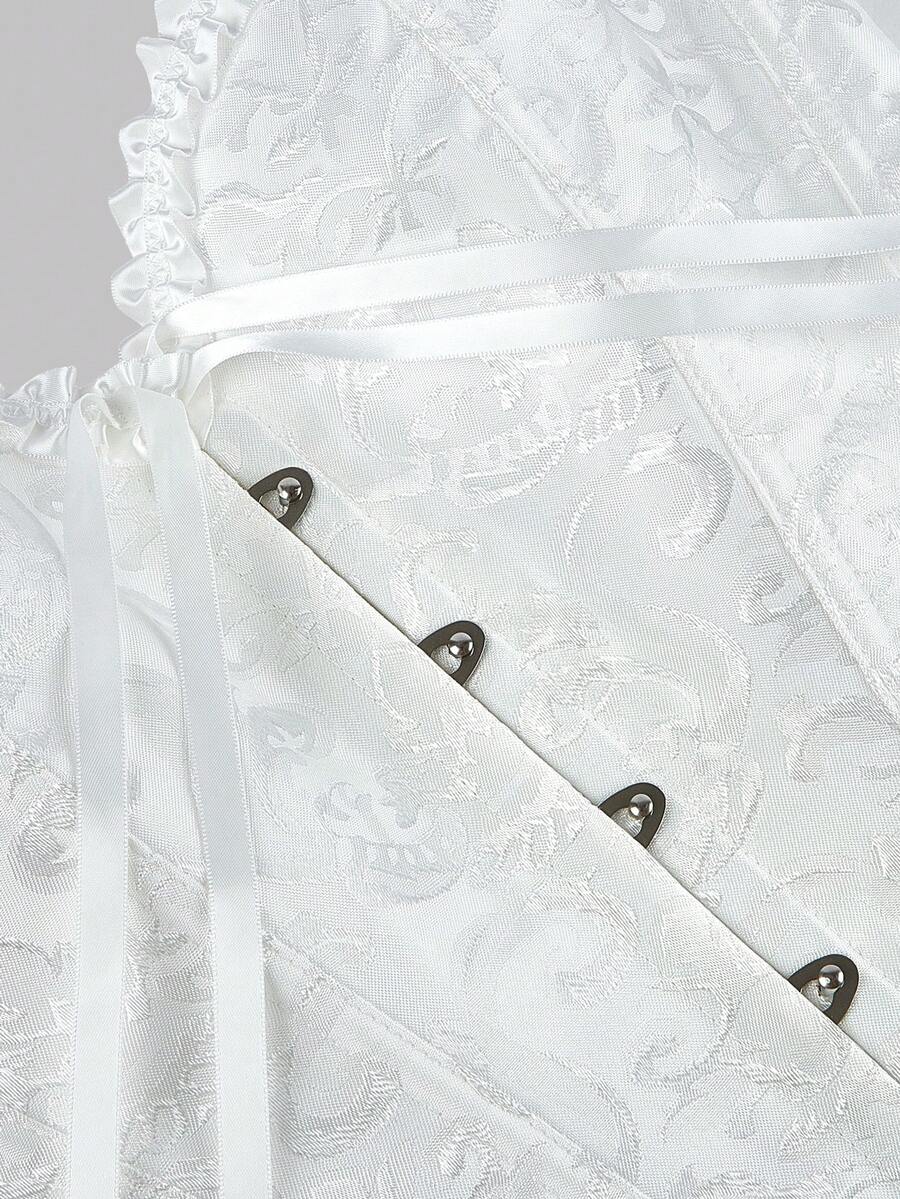 1pc Women's Vintage Corset Top With Embroidery Lace, Back Lacing, Waist