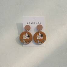 JUHU 1 对可爱南瓜形棕色亚克力吊坠耳环，质地光滑，适合女士万圣节派对 - 彩色 - 查看 7