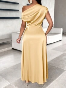 Amarilo Asymmetric Hem Shoulder Dress