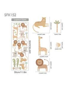 1pc Lovely Animal Balloon Elephant Lion Giraffe Wall Stickers Nordic Home Decoration For Living Room Bedroom Interior Decor, Stickers, Wall Decal, Vinyl Decal For Home Decorations, Spring Decoration Items Refresh Your Home, Rama Decoration Stickers - Apricot - View 14