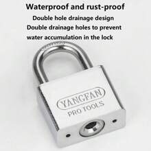Solid Padlock With Key, Thickened Durable Padlock, Single Open Lock For Higher Security, Safety Lock Suitable For Home Cabinets, School/Gym Lockers, Doors, Fences And More Scenarios - Silver - View 6
