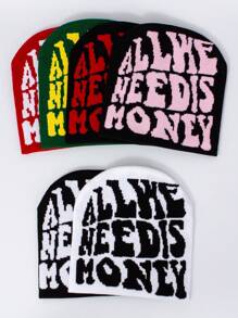 1pc Acrylic 'All We Need Money' Casual Beanie Hat, Warm Knit Cap Unisex Winter Fashion