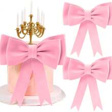1 pieza Decoración grande de lazo rosa para tarta de cumpleaños para mujeres, decoración de tarta con lazo de espuma EVA, decoración de tarta de princesa, decoración de tarta de boda, kit de decoración de tarta, decoración de tarta con lazos rosas, suministros para fiesta de ducha - Multicolor - Ver 1