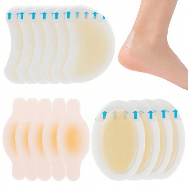 15 piezas de apósitos en ampollas invisibles de hidrocóloide en gel, almohadillas para ampollas para talón, pie, dedo y cuidado de la piel para acampar