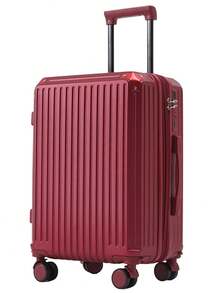 Hand Luggage Top, Top, Top.. New Suitcase With Portable Charger Adapter System, USB Port, High Quality Polycarbonate With Metal Protection, Anti-Theft Zipper, Lock With International Flight Code, 360° Double Wheels With Extender And Metal Handle - Màu Đỏ Sâu - Xem 3