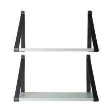 Kit 2 White Shelves With Black Handle Decorations - 黑色 - 查看 1