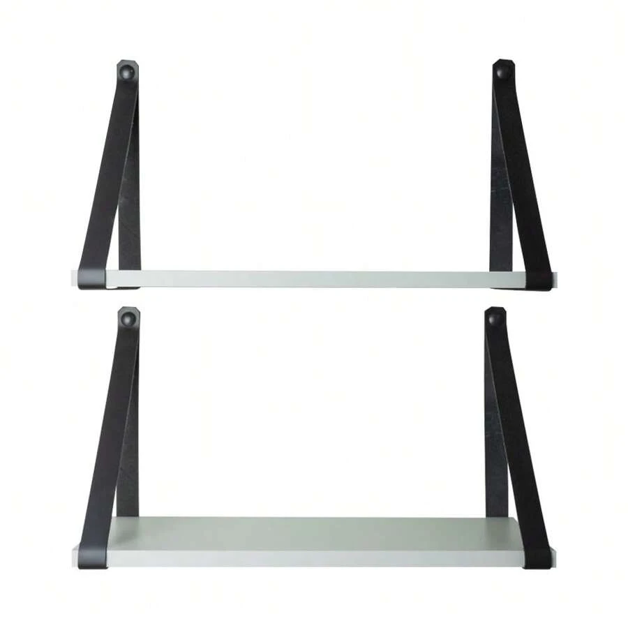 Kit 2 White Shelves With Black Handle Decorations - 黑色 - 查看 1