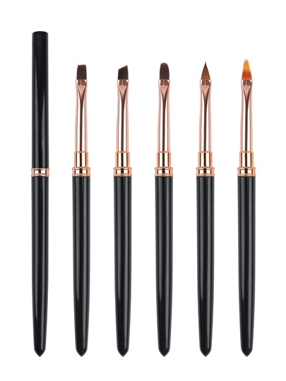 Set di pennelli per arte di unghie, 5 pezzi di pennelli per arte di unghie, pennello per nail design, pennelli per smalto, pennello per unghie in gel sfumato, adatto per principianti e professionisti, pennelli neri per pittura di arte di unghie