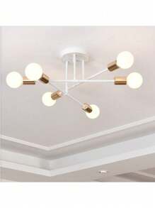 Lámparas de Techo Moderna 6 Luces, Lámparas de Techo Para Interior de Casas Lámpara de Araña, Lámpara Colgante de Techo Con portalámparas E26/E27 Adecuado Para Sala de Estar, Cocina, Dormitorio(Bombilla no incluida) - platino - Ver 7