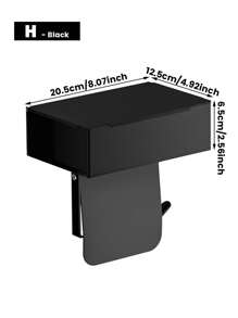 Black Toilet Paper Holder With Shelf And Phone Holder - Wall Mounted With Self-Adhesive Or Screw Mount Installation, Includes Roll Dispenser And Storage Function