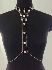 Beach Metal Bikini Chest Chain Harness Dress Clothing Women Festival Bra Crystal Body Jewelry Necklace Prom Party