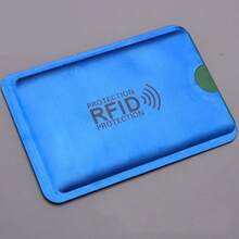 RFID 屏蔽卡夹套装，适用于信用卡、身份证和护照，铝箔磁卡保护套 - 藍色 - 查看 3