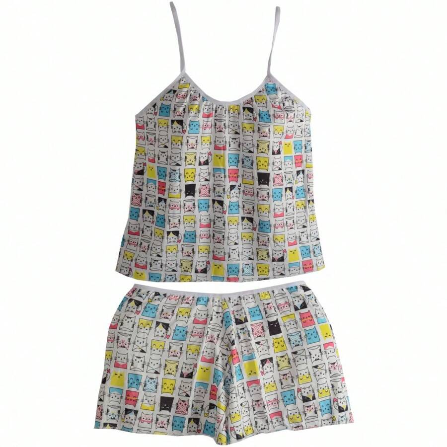 Kit 5 Sets Of Women's Pajamas Short Doll Print - 白色 - 查看 1