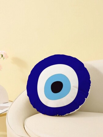 1pc Cartoon Pattern Printed Round Throw Pillow Cover, Single Side Print, Without Filling, Home Decor Cushion Cover, 17.72"X17.72"