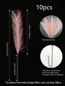 10/20pcs-Artificial Reed Grass Boho Decor Faux Pampas Grass Large Tall Fluffy Artificial Fake Flower Bulrush Reed Grass For Vase Filler Farmhouse Home Kitchen Bohemian Decoration, Room, Wedding Party Decor (Pink), Valentine Day, Gift Gifts Birthday Graduation,Fall Decor,Autumn,Fake Plants