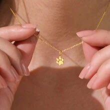 18K Cat Dog Paw Print Necklace For Women, Cute Pet-Themed Necklace, Exquisite Animal Paw Print Jewelry, Waterproof And Colorfast Cat And Dog Paw Print Pendants, Stainless Steel Jewelry Gift For Pet Lovers, Especially For Christmas - Gold - View 4