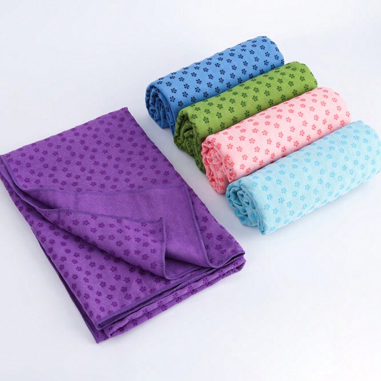 瑜伽毛巾，帶有防滑握把的熱瑜伽墊毛巾，吸汗，適用於熱瑜伽，普拉提和運動。 - 彩色 - 查看 1