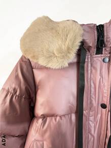 Chamarra para dama, corte torero, manga larga, cuello alto, con gorro y peluche desmontable, tallas y colores varios. - Rosa - Ver 3