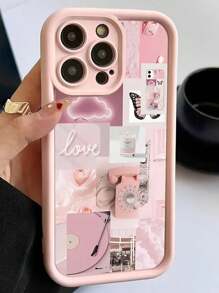 Ốp lưng điện thoại TPU bảo vệ toàn diện hình bướm hồng Valentine 1 chiếc tương thích với iPhone 16, 15, 14, 13, 12, 11 Pro Max - Nhiều màu - Xem 1