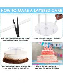 1 套微笑蛋糕钉棒套装（1 根蛋糕钉棒 + 3 根吸管）、圆形塑料蛋糕支撑棒、用于分层蛋糕堆叠生日婚礼的蛋糕支撑棒、白色塑料蛋糕分隔板，适用于派对、婚礼、生日中的别致多层蛋糕、用于分层蛋糕的蛋糕钉、用于婚礼蛋糕搭建和堆叠的塑料蛋糕支撑棒 - 白色 - 查看 6