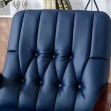 Mid Century  Single Armchair Sofa Accent Chair Retro Modern Solid Wood Armrest Accent Chair, Fabric Upholstered Wooden Lounge Chair  Navy - Navy+PU - View 9