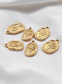 Set de 5 accesorios de joyería de acero inoxidable con colgante de rosa estilo campestre, ideal como regalo para festival o San Valentín