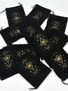 1pc Simple Black Velvet Drawstring Bag For Caro Tarot Or Other Objects & Accessories Storage, Velvet Jewelry Gift Box For Packaging & Organization, Party & Gathering Decoration Pouch - Black Carroll Gift Bag - 1pcs - View 6