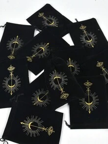 1pc Simple Black Velvet Drawstring Bag For Caro Tarot Or Other Objects & Accessories Storage, Velvet Jewelry Gift Box For Packaging & Organization, Party & Gathering Decoration Pouch - Black Carroll Gift Bag - 1pcs - View 7