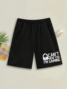 2 piezas/Set Nuevo estilo de calle fresco primavera/verano 2024 Camiseta de manga corta estampada y pantalones cortos informales conjunto para niños preadolescentes - Multicolor - Ver 5