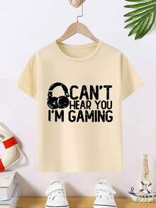 2 piezas/Set Nuevo estilo de calle fresco primavera/verano 2024 Camiseta de manga corta estampada y pantalones cortos informales conjunto para niños preadolescentes - Multicolor - Ver 3