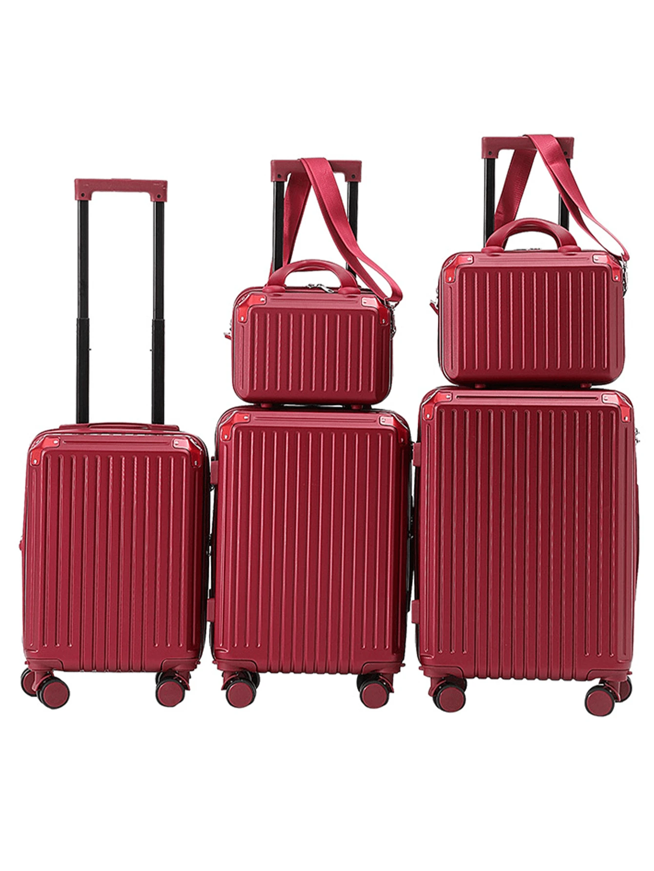 Hand Luggage Top, Top, Top.. New Suitcase With Portable Charger Adapter System, USB Port, High Quality Polycarbonate With Metal Protection, Anti-Theft Zipper, Lock With International Flight Code, 360° Double Wheels With Extender And Metal Handle - Màu Đỏ Sâu - Xem 1