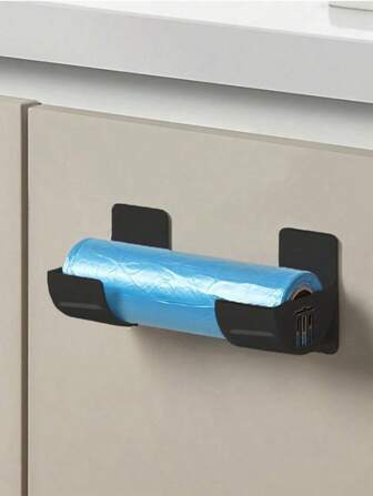 2pcs No-Drill Trash Bag Dispenser Plastic Bag Holder,Wall Mounted Plastic Bag Organizer Grocery Bag Holder White Garbage Trash Bag Holder For Home Organization Kitchen Organizers And Storage,Rolling Pin Storage Rack, Kitchen Gadgets