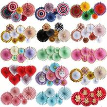 6pcs Paper Fan Flower Set For Wedding/Party/Birthday Decoration - Multicolor - View 6