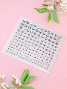 2sheets Rhinestone Facial Tattoo Sticker For Halloween Party, Face Jewels Festival Makeup Eye Jewels Stick On Rhinestone For Face, Hair, Body, Eye,Packaging Is Random - Multicolor - View 7