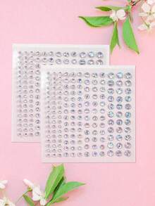 2sheets Rhinestone Facial Tattoo Sticker For Halloween Party, Face Jewels Festival Makeup Eye Jewels Stick On Rhinestone For Face, Hair, Body, Eye,Packaging Is Random - Multicolor - View 6