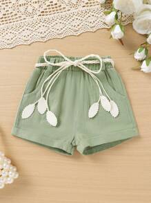 Bộ đồ thể thao cổ tròn in chữ và họa tiết dưa hấu thoải mái cho bé gái kèm quần short thể thao cạp chun trơn, có thắt lưng dệt, thích hợp cho các chuyến đi chơi mùa hè, ngày lễ và tiệc tùng - Nhiều màu - Xem 9