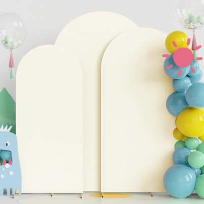 Beige Arch Backdrop, 5ft, 6ft, 6.6ft, 7.2ft Wedding Arch Cover, 2 Sides Spandex Fabric Arch Backdrop Ceiling Drape For Birthday Party Wedding Arch Stand Decor (Arch Stand Not Included, Fabric Backdrop Only)