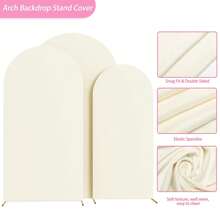 Beige Arch Backdrop, 5ft, 6ft, 6.6ft, 7.2ft Wedding Arch Cover, 2 Sides Spandex Fabric Arch Backdrop Ceiling Drape For Birthday Party Wedding Arch Stand Decor (Arch Stand Not Included, Fabric Backdrop Only)